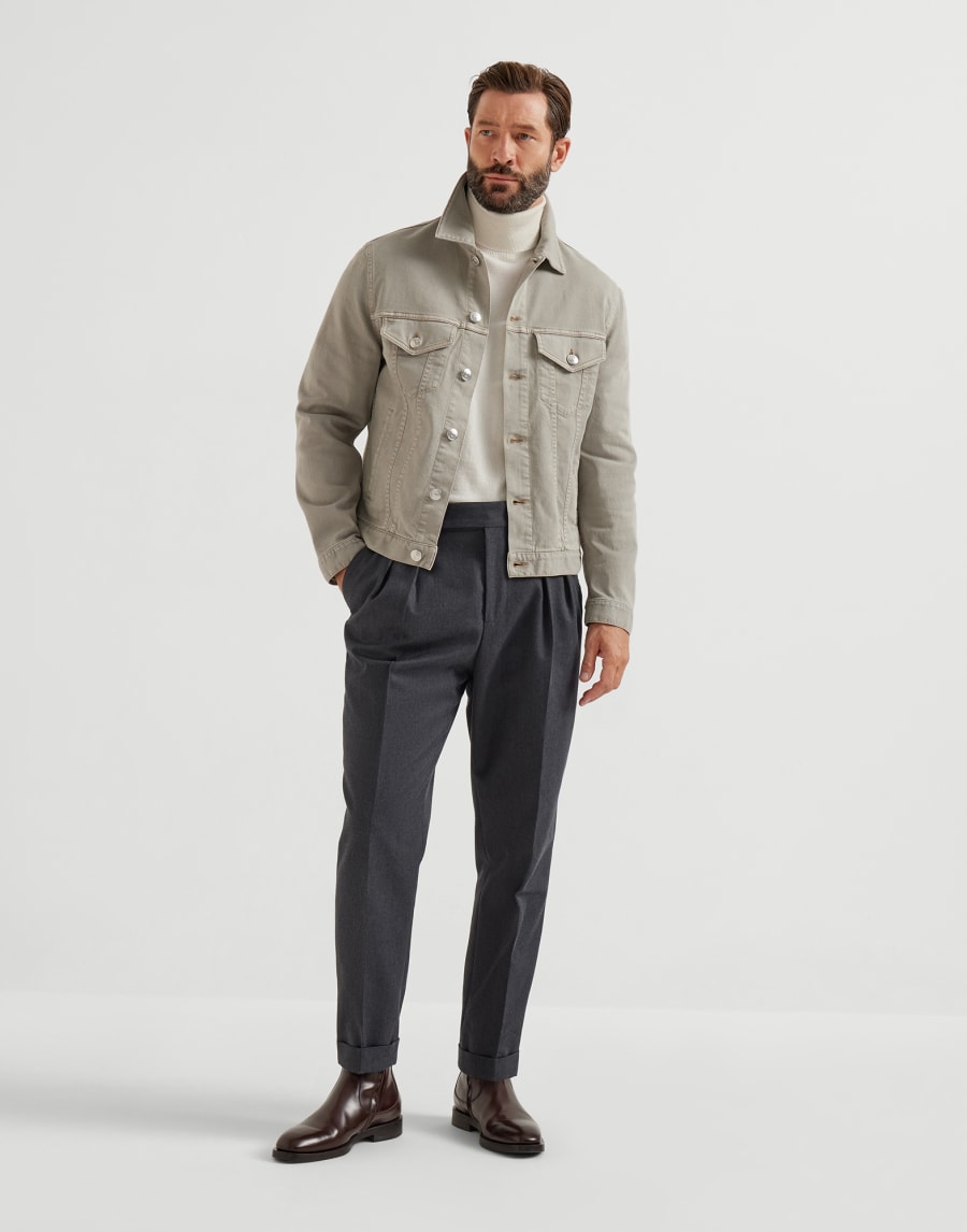 Giubbino quattro tasche in denim Khaki Uomo - Brunello Cucinelli