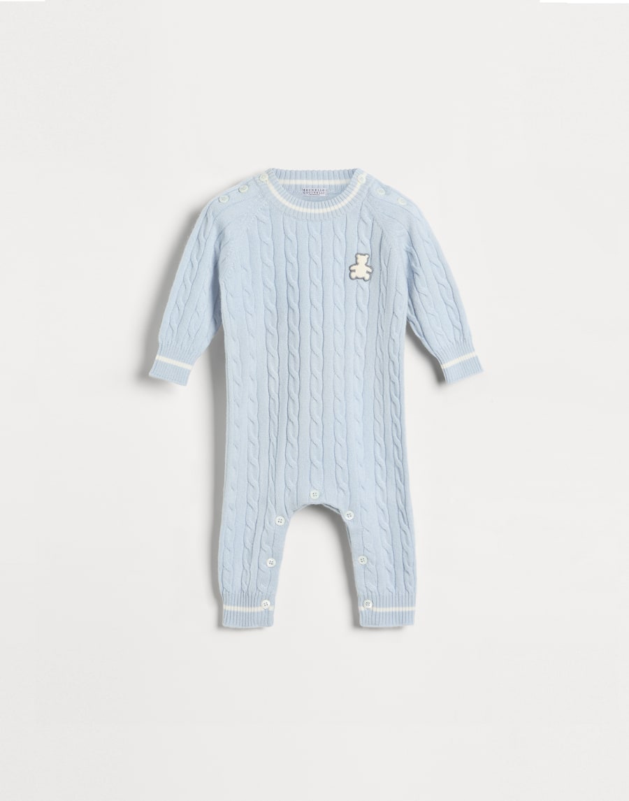 Grenouillère Bébé Bernie à torsades Bleu Ciel Bébé - Brunello Cucinelli
