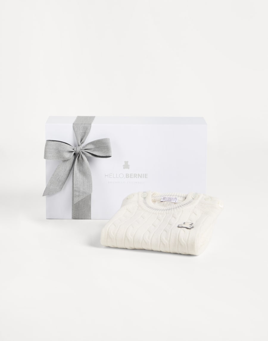 Baby Bernie cable knit coverall White Baby - Brunello Cucinelli