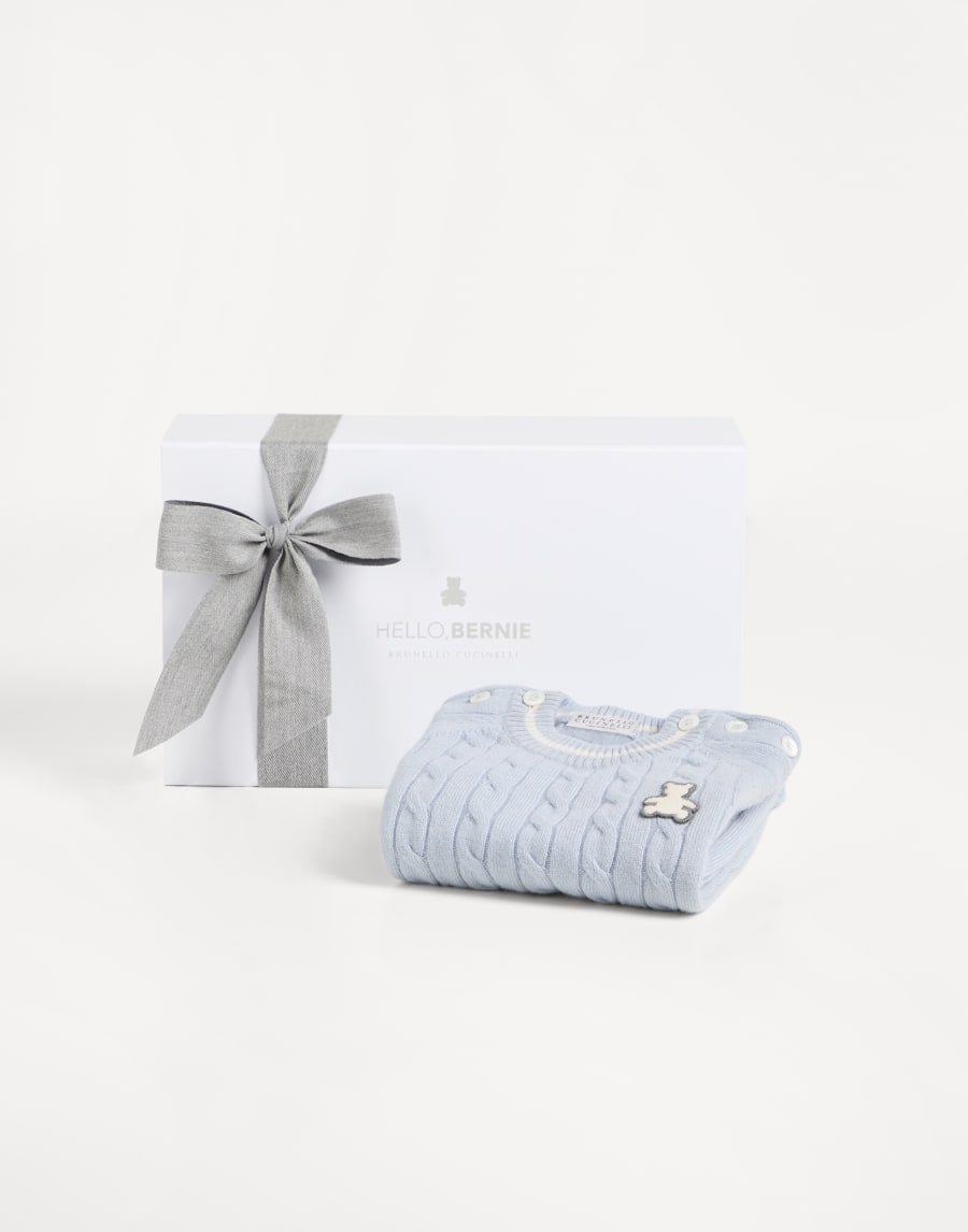 Baby Bernie cable knit coverall Sky Blue Baby - Brunello Cucinelli