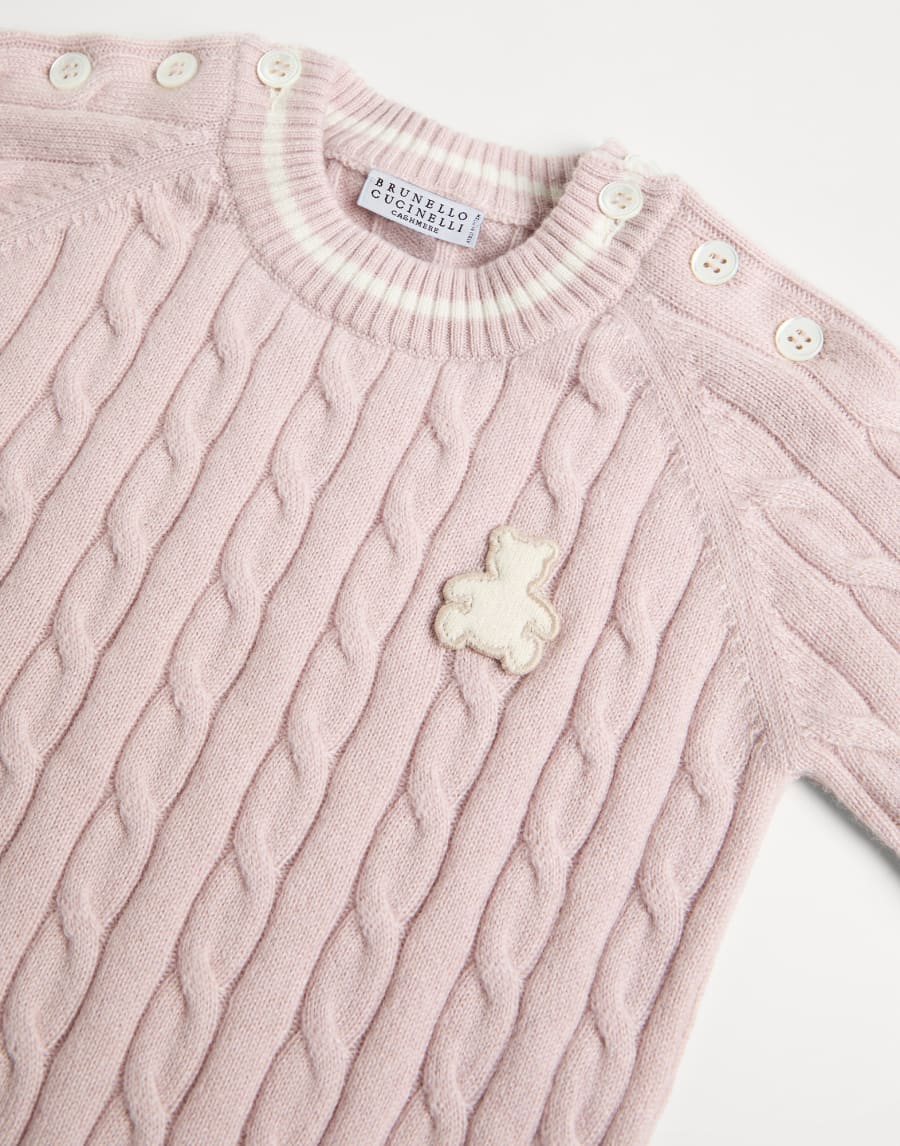 Baby Bernie cable knit coverall Pink Baby - Brunello Cucinelli
