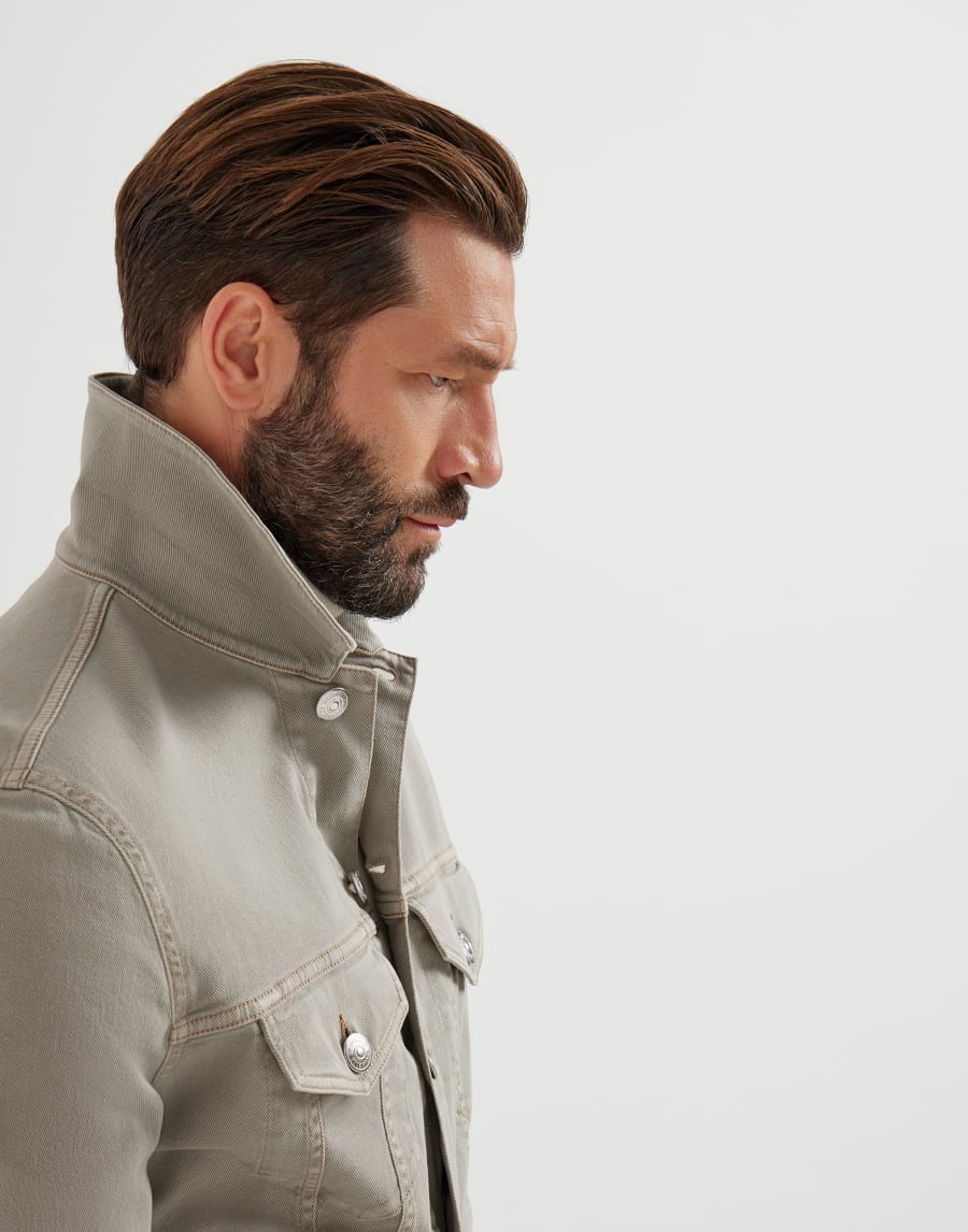 Giubbino quattro tasche in denim Khaki Uomo - Brunello Cucinelli