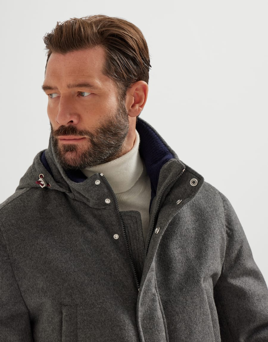 Parka with detachable hood Medium Grey Man - Brunello Cucinelli