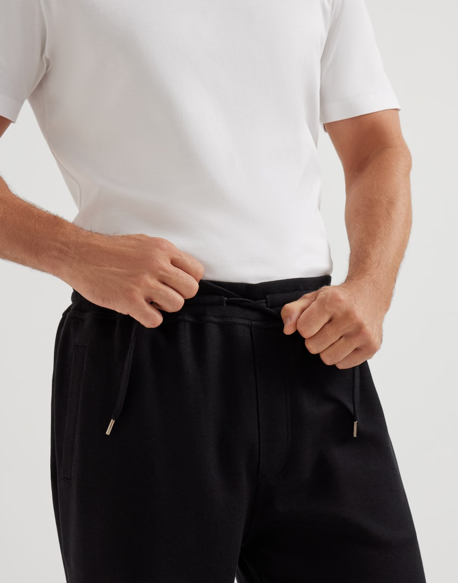 双层毛圈布长裤 黑色 男款 - Brunello Cucinelli