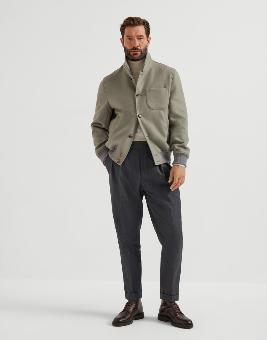 Shirt-style bomber jacket Khaki Man - Brunello Cucinelli