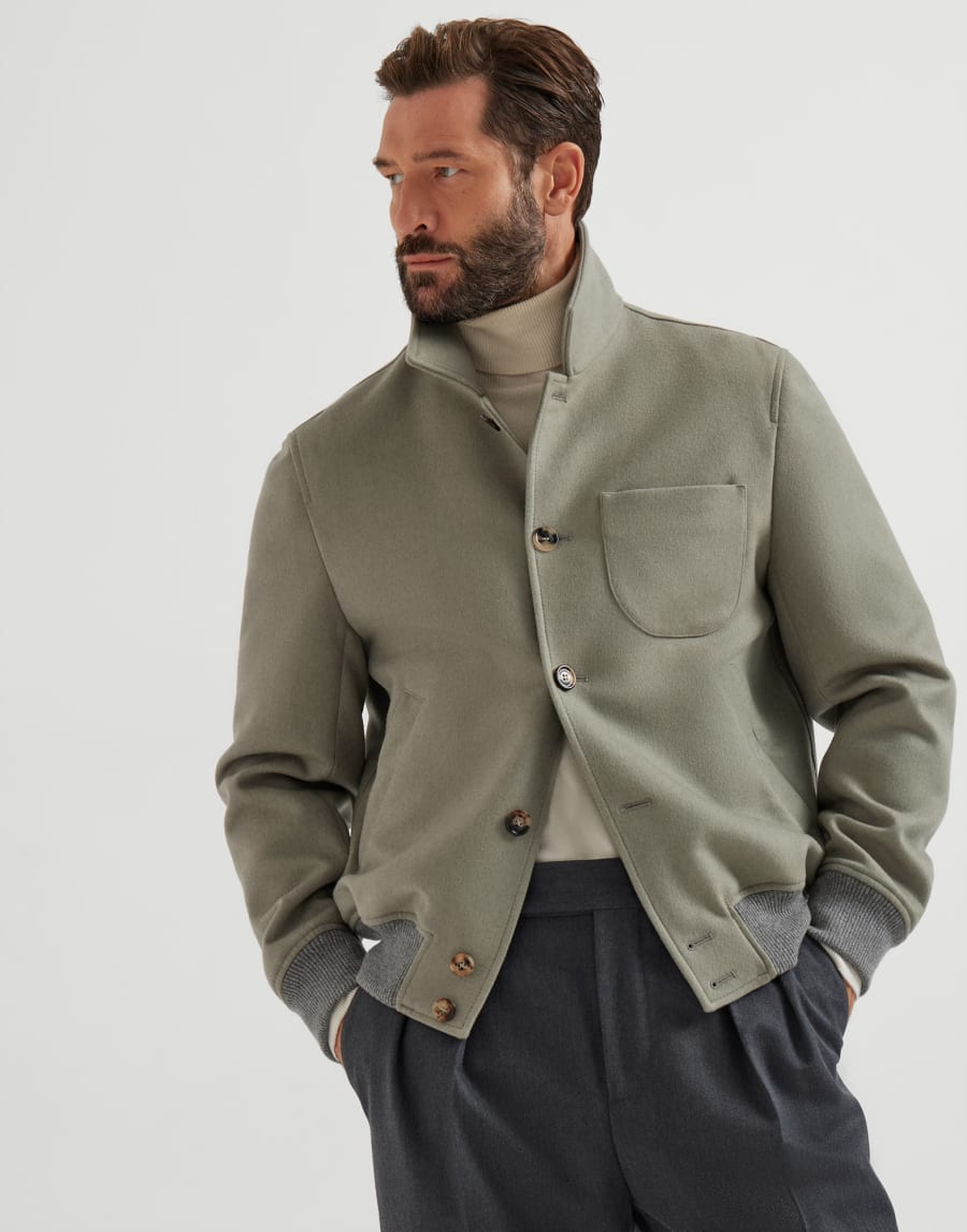 衬衫风飞行员夹克 卡其 男款 - Brunello Cucinelli