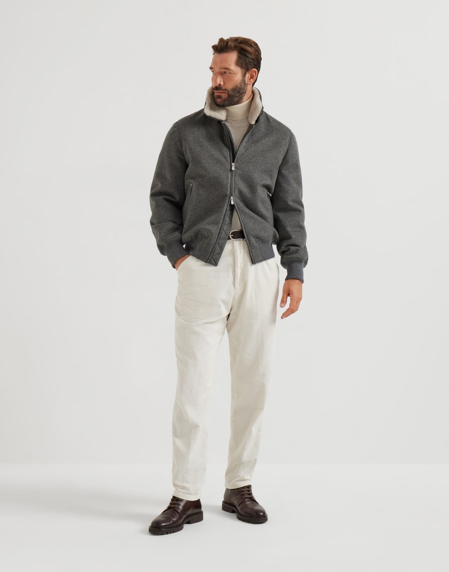 羊绒呢飞行员夹克 中灰 男款 - Brunello Cucinelli