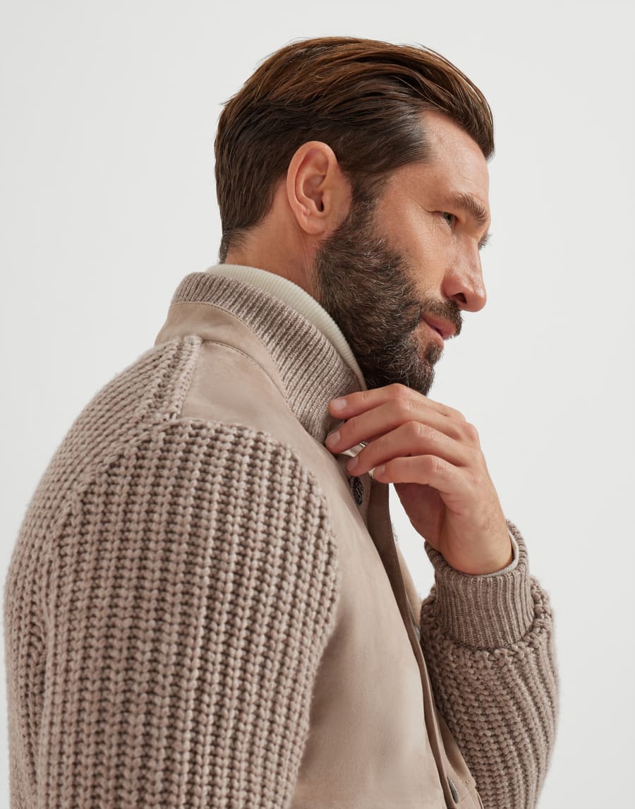 Shearling bomber jacket Hazelnut Man - Brunello Cucinelli