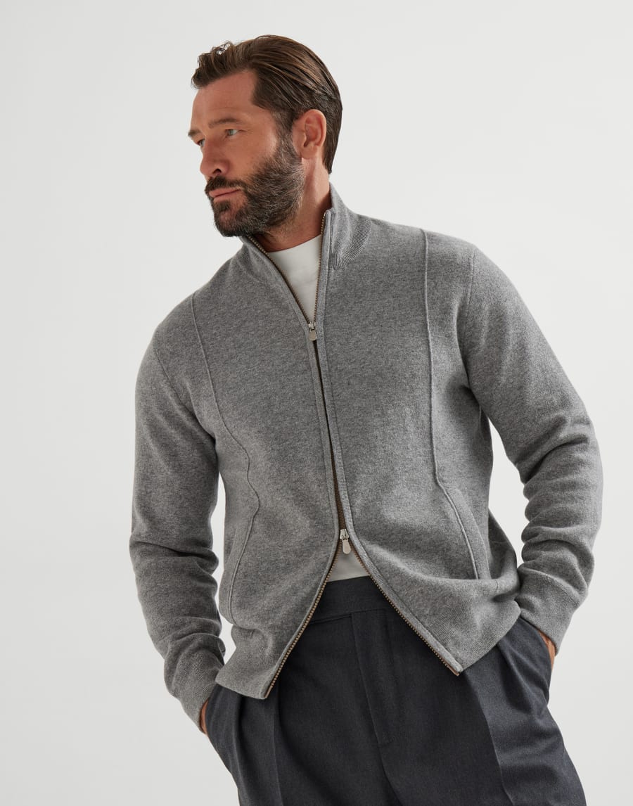 Cashmere and vicuña cardigan Grey Man - Brunello Cucinelli