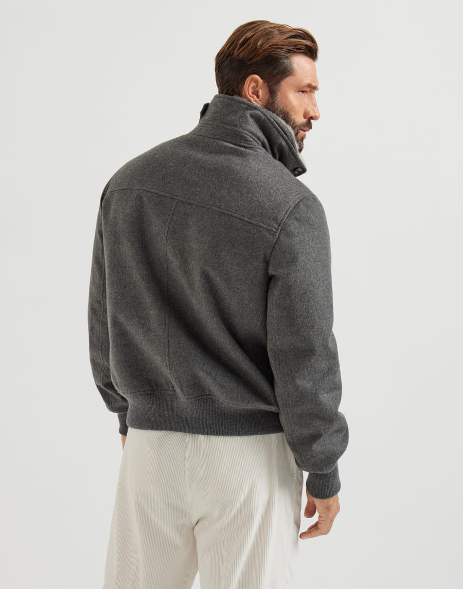 羊绒呢飞行员夹克 中灰 男款 - Brunello Cucinelli