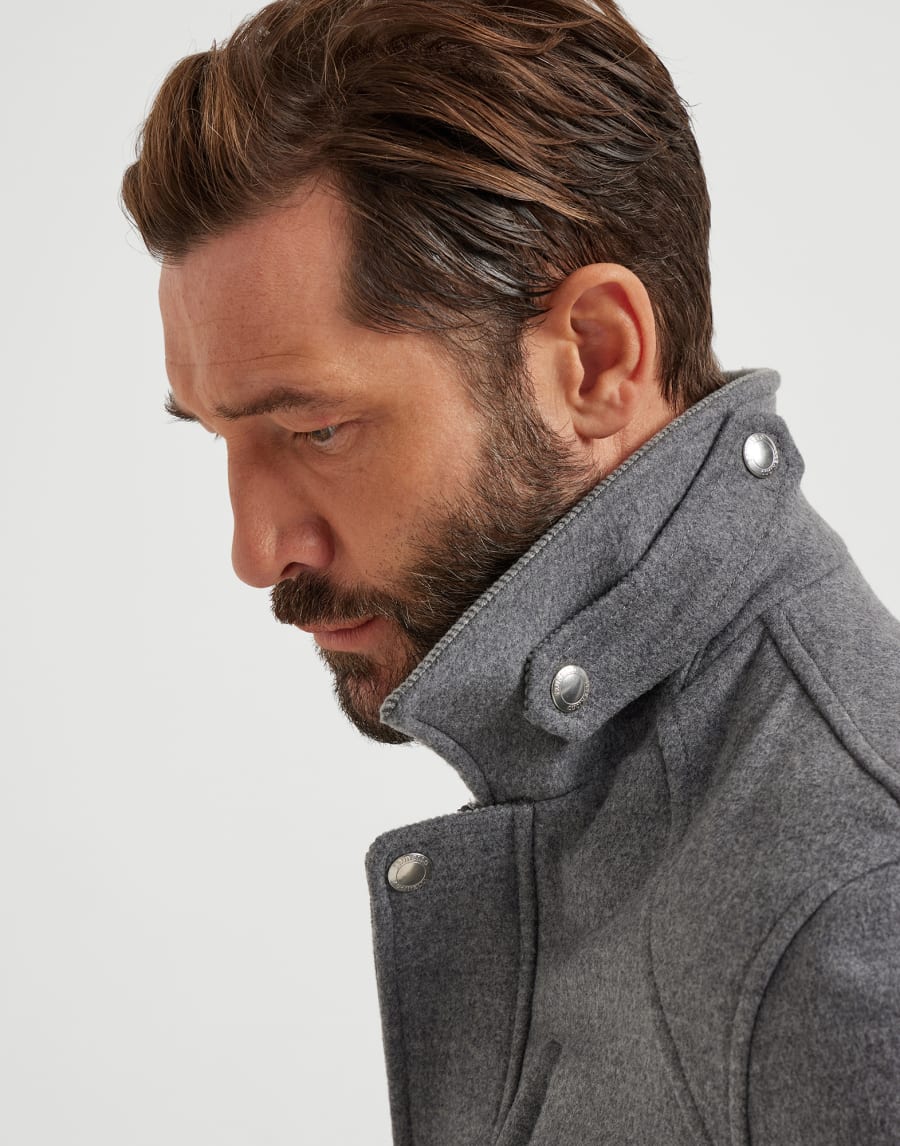 Flannel field jacket Medium Grey Man - Brunello Cucinelli