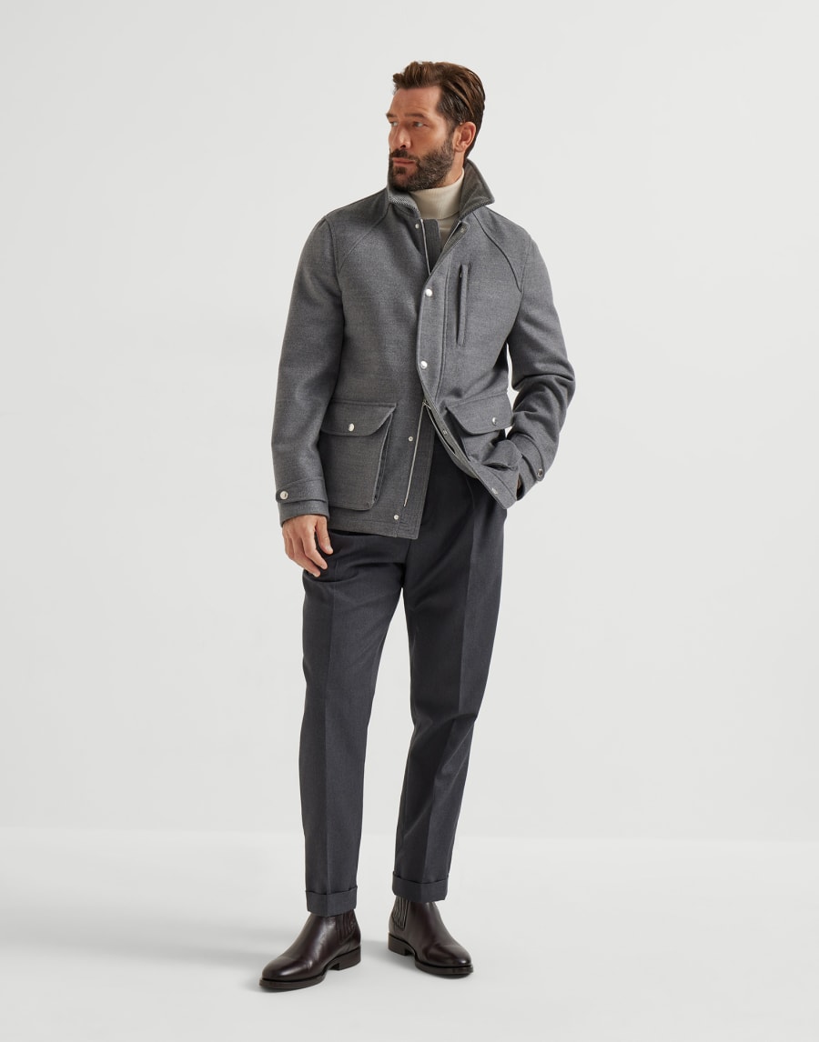 Flannel field jacket Medium Grey Man - Brunello Cucinelli