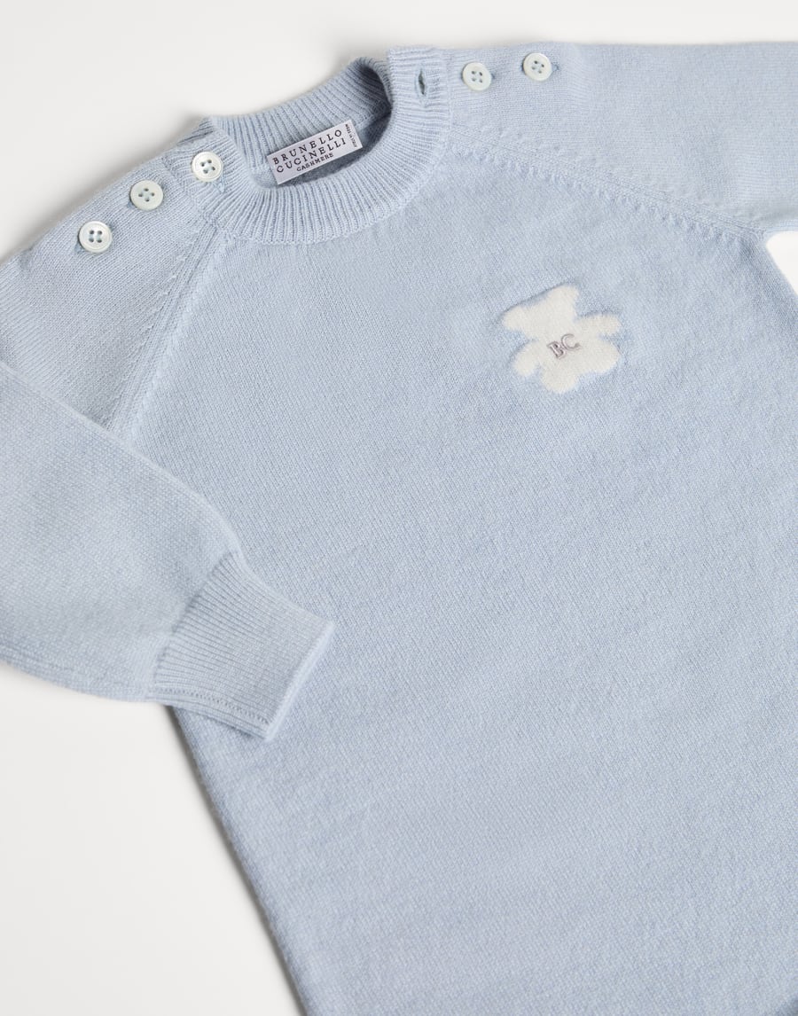 Baby Bernie knit coverall Sky Blue Baby - Brunello Cucinelli