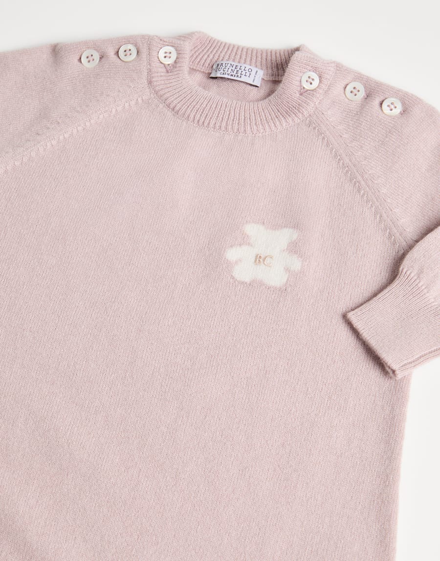 Baby Bernie knit coverall Pink Baby - Brunello Cucinelli