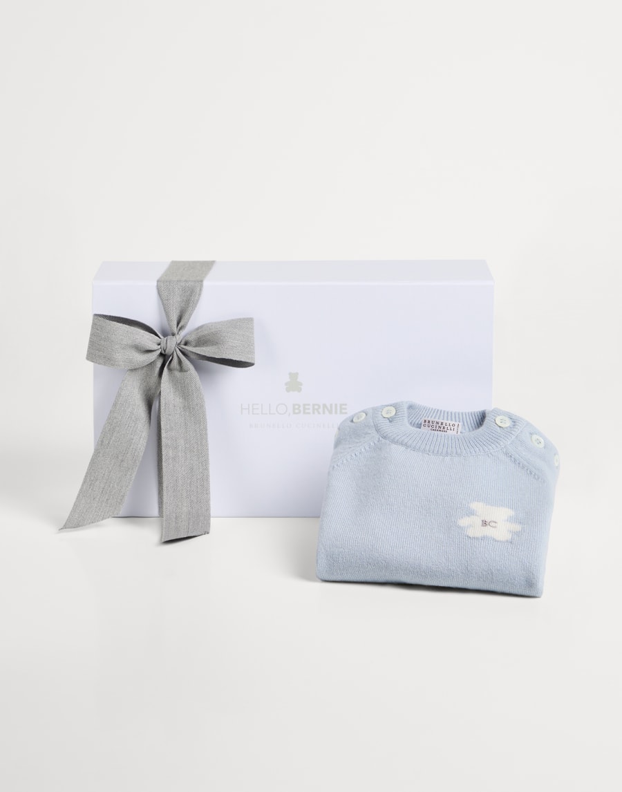 Baby Bernie knit coverall Sky Blue Baby - Brunello Cucinelli