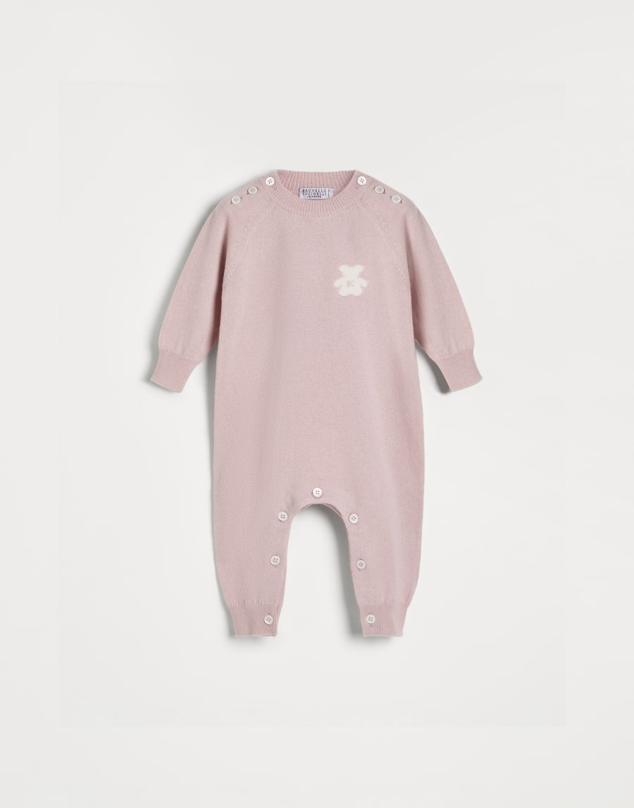 Grenouillère Baby Bernie en maille Rose Bébé - Brunello Cucinelli
