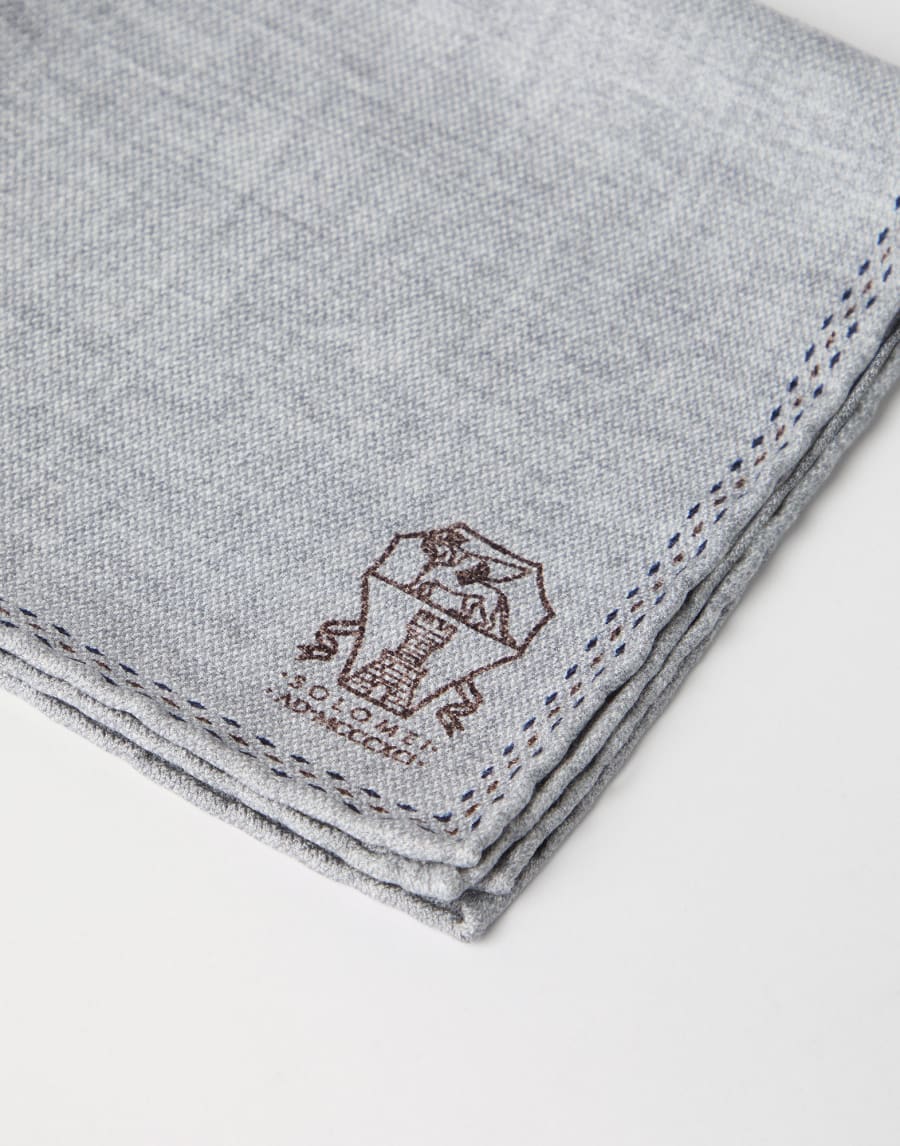 Silk pocket square Light Grey Man - Brunello Cucinelli