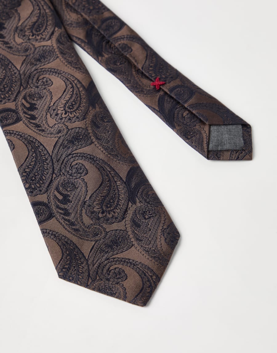 Paisley silk tie Pine Cone Brown Man - Brunello Cucinelli