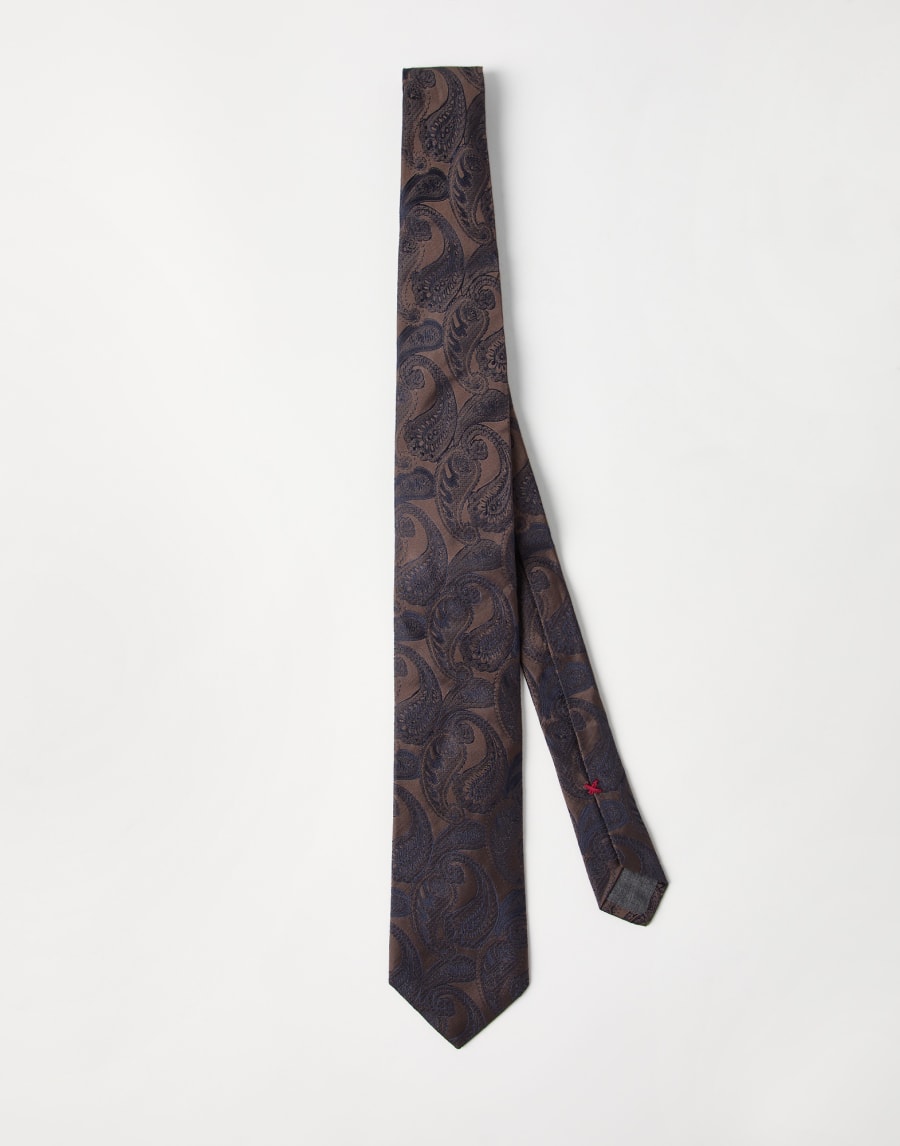 Paisley silk tie Pine Cone Brown Man - Brunello Cucinelli