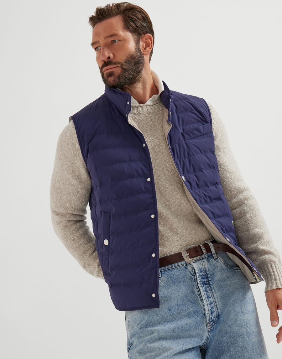 Lightweight down vest Blue Man - Brunello Cucinelli