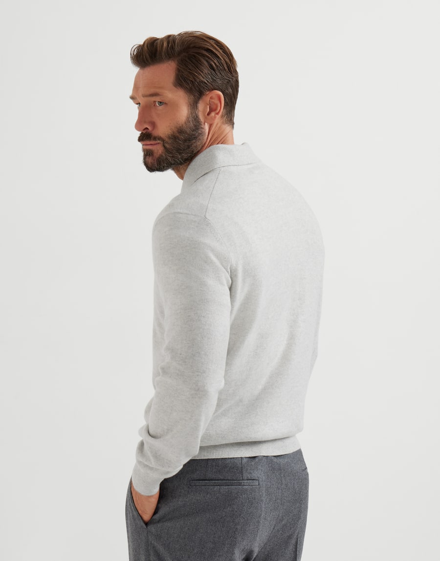 针织马球衫 雾白 男款 - Brunello Cucinelli