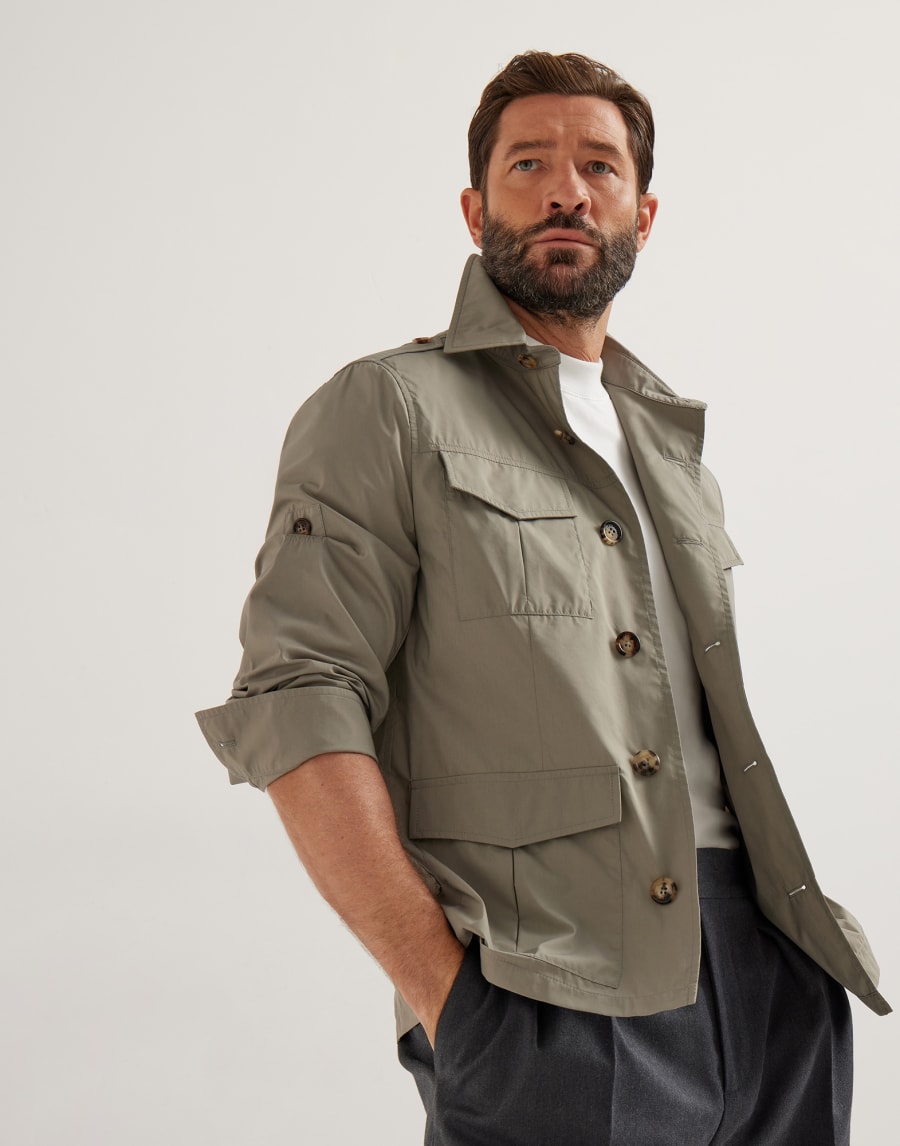 Ungefütterte Safarijacke Kaki Herren - Brunello Cucinelli