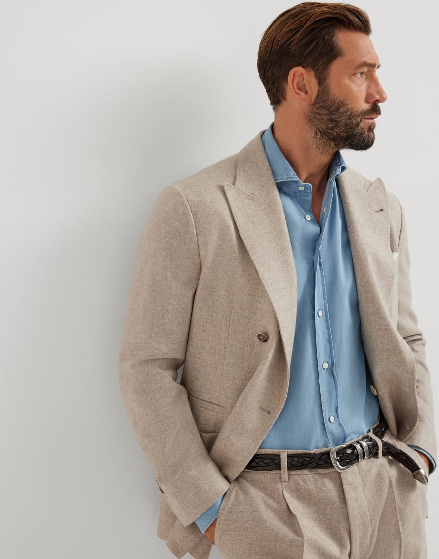 Camicia con colletto francese Denim Chiaro Uomo - Brunello Cucinelli
