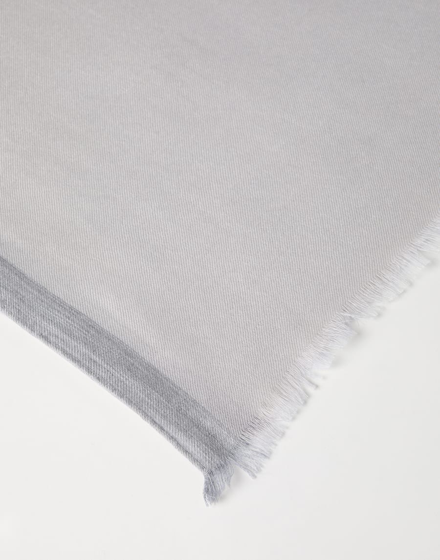 Cashmere and silk scarf with stripe Light Grey Man - Brunello Cucinelli