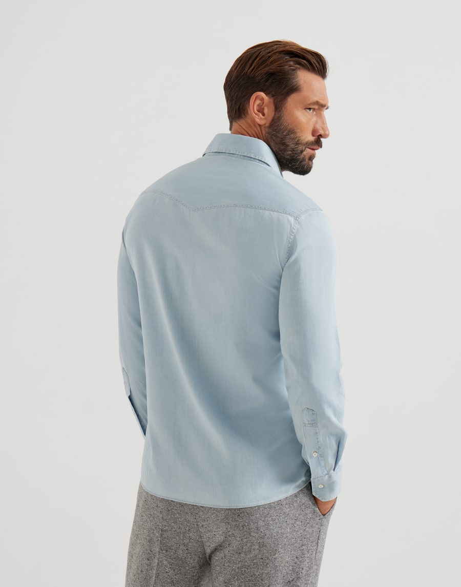 Lightweight denim shirt Light Blue Denim Man - Brunello Cucinelli
