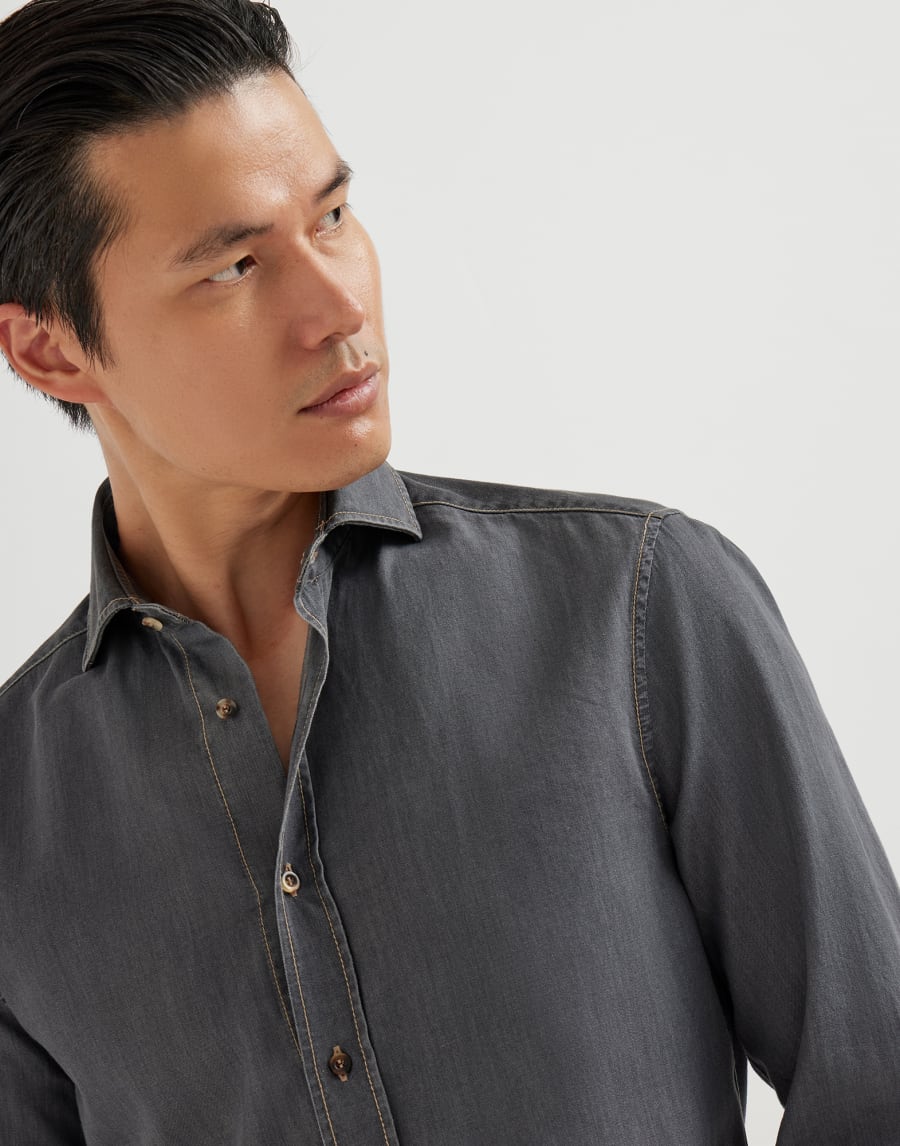 Spread collar shirt Anthracite Man - Brunello Cucinelli