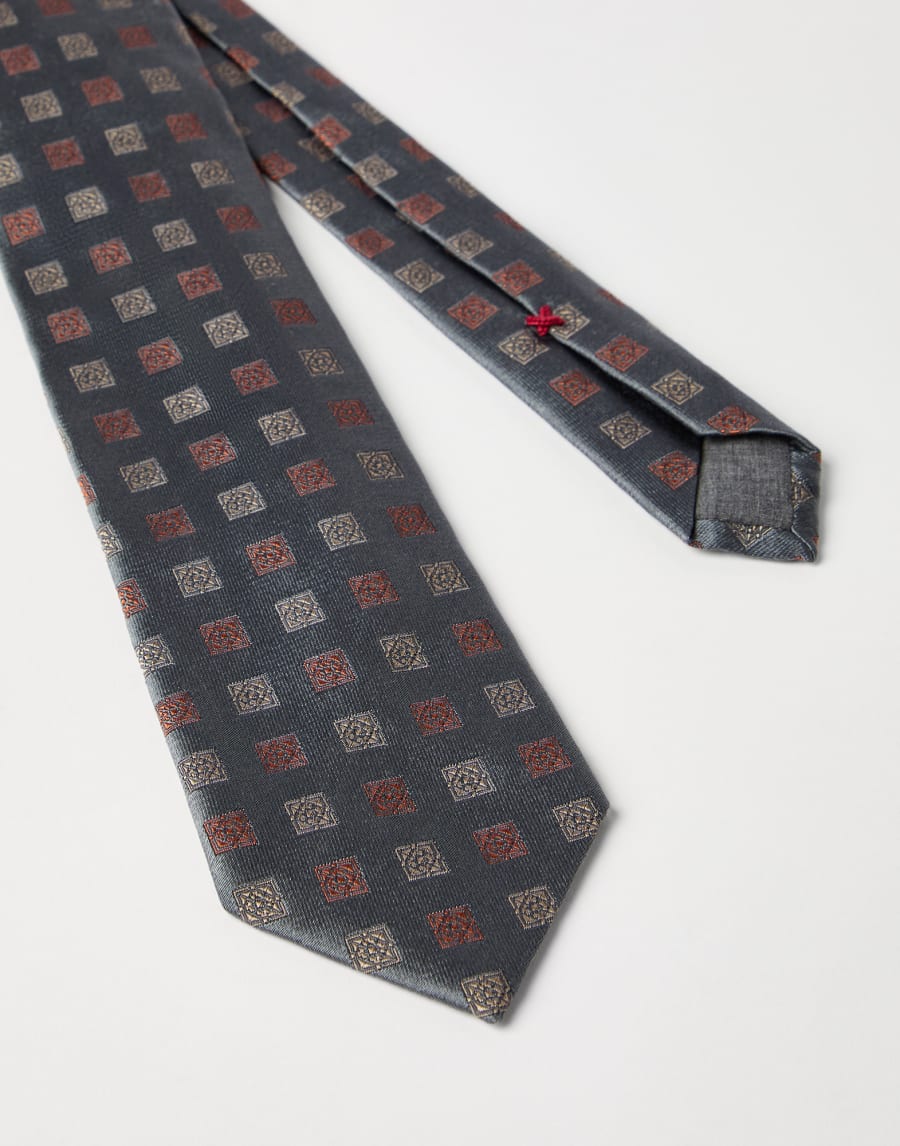 Necktie with pattern Anthracite Man - Brunello Cucinelli