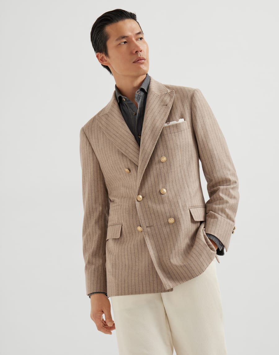 Flannel blazer Light Brown Man - Brunello Cucinelli