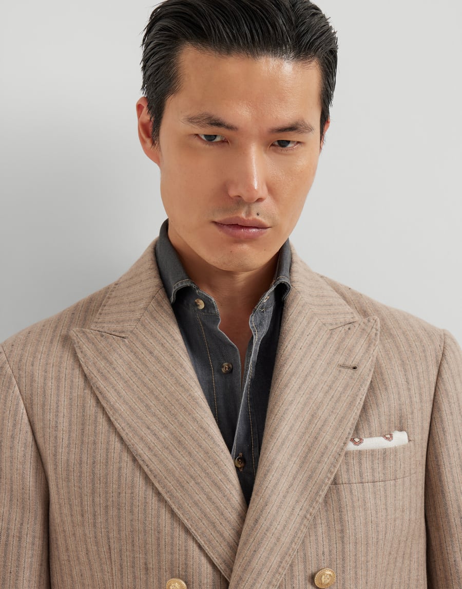 Flannel blazer Light Brown Man - Brunello Cucinelli