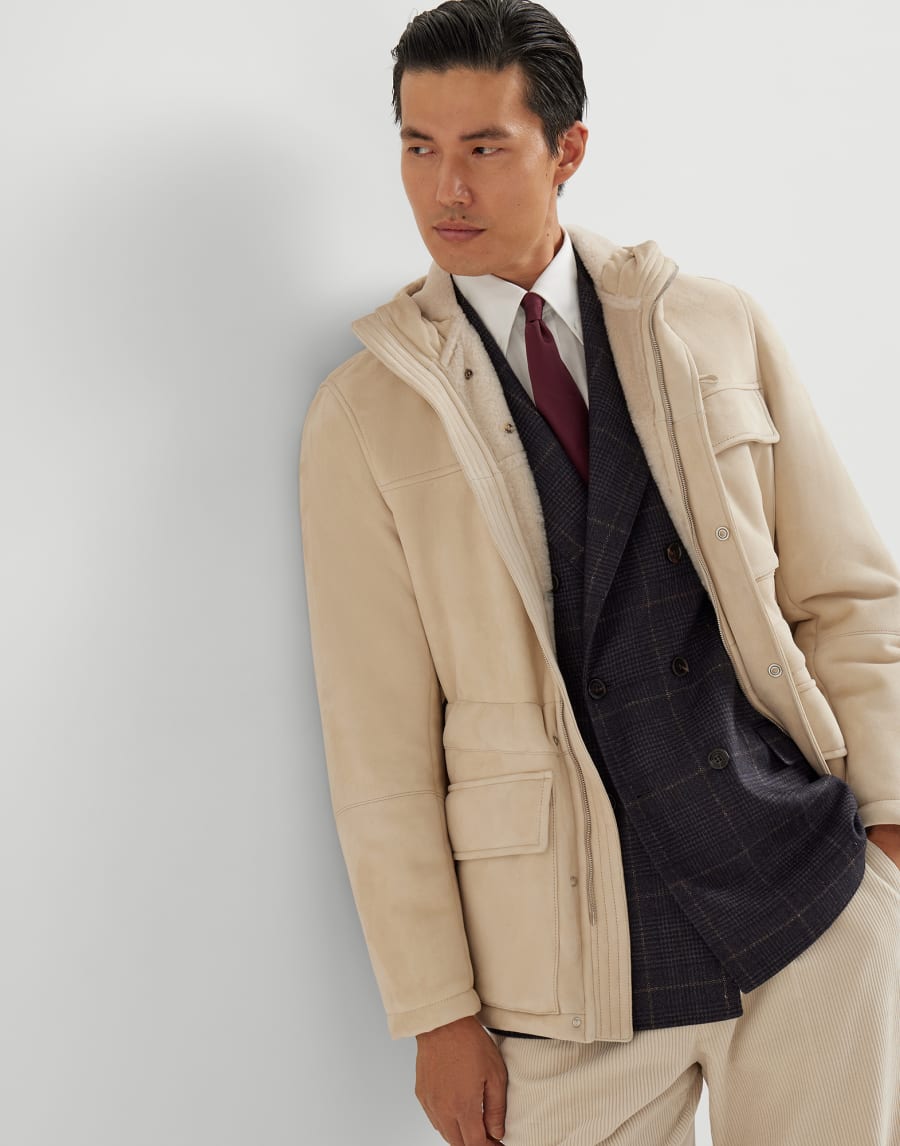 Parka in shearling Beige Chiaro Uomo - Brunello Cucinelli