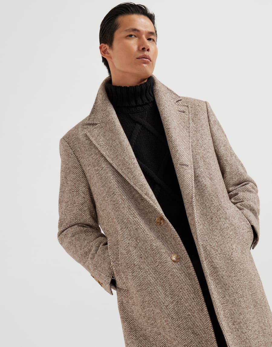 Cappotto in chevron Marrone Chiaro Uomo - Brunello Cucinelli