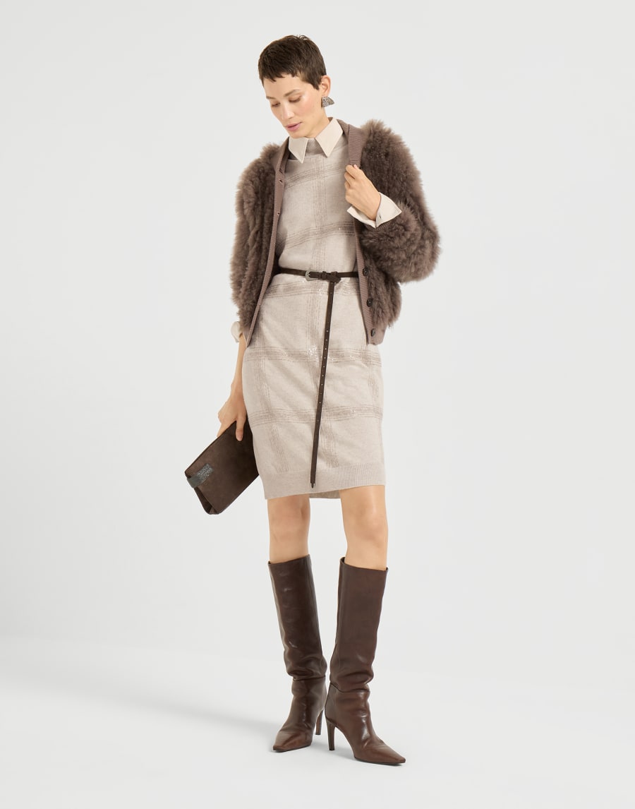 Vestido Dazzling Embroidery Beige Mujer - Brunello Cucinelli