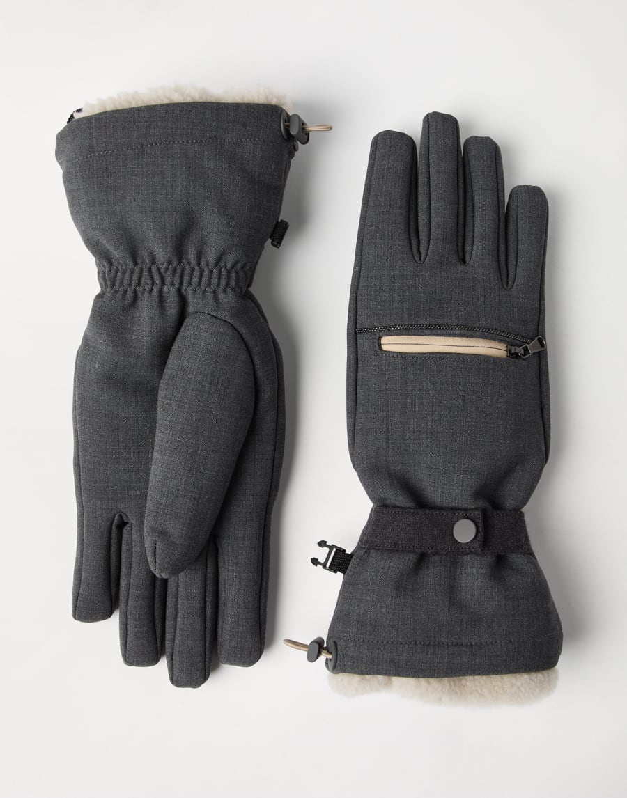Tropical Luxury Wool gloves Anthracite Woman - Brunello Cucinelli