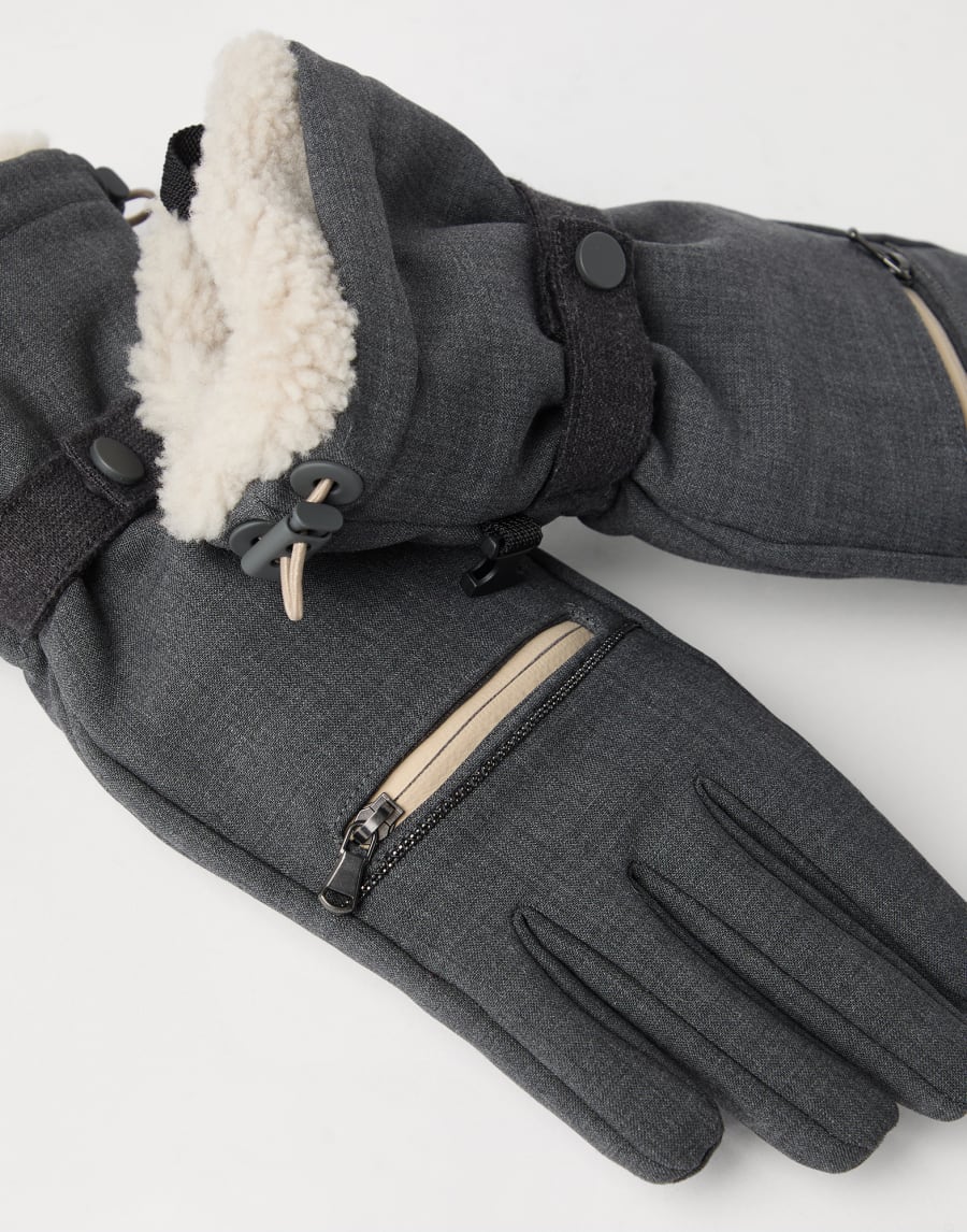 Tropical Luxury Wool gloves Anthracite Woman - Brunello Cucinelli