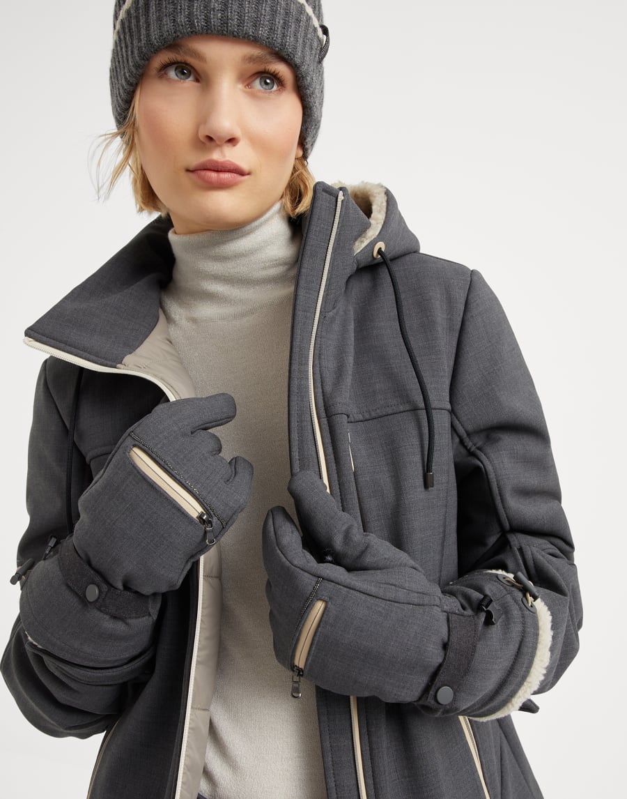 Tropical Luxury Wool gloves Anthracite Woman - Brunello Cucinelli