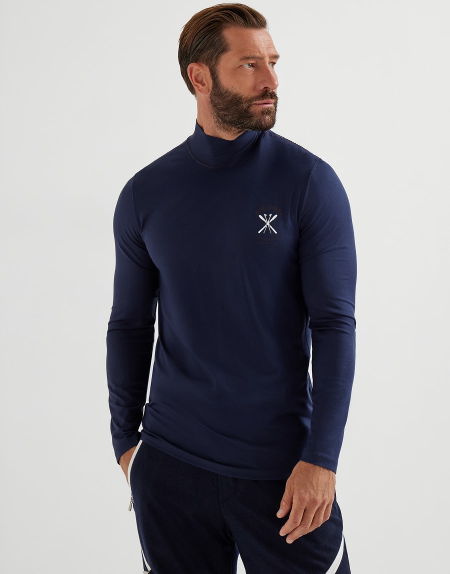 Tee-shirt à col montant Bleu Marine Homme - Brunello Cucinelli