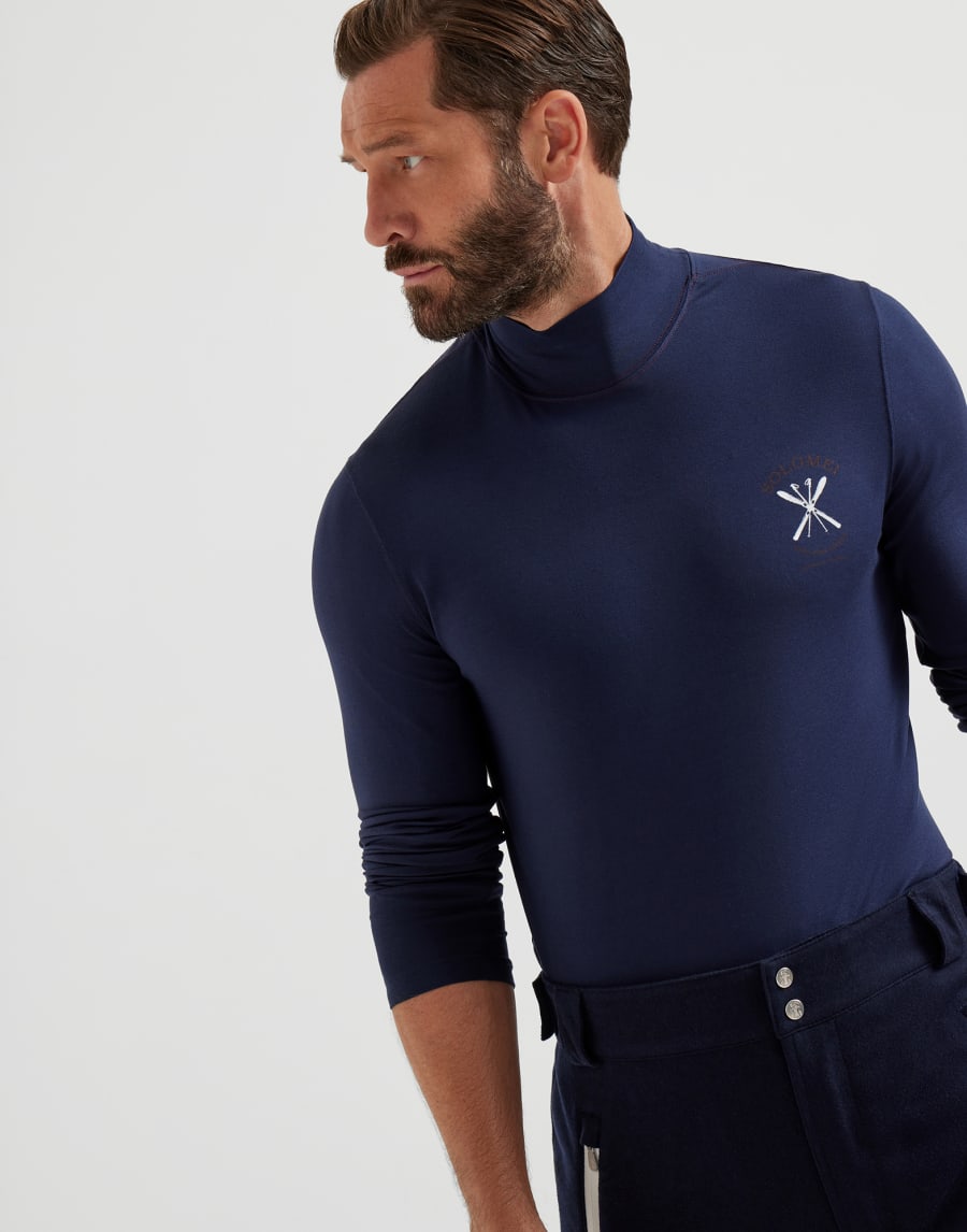 Tee-shirt à col montant Bleu Marine Homme - Brunello Cucinelli