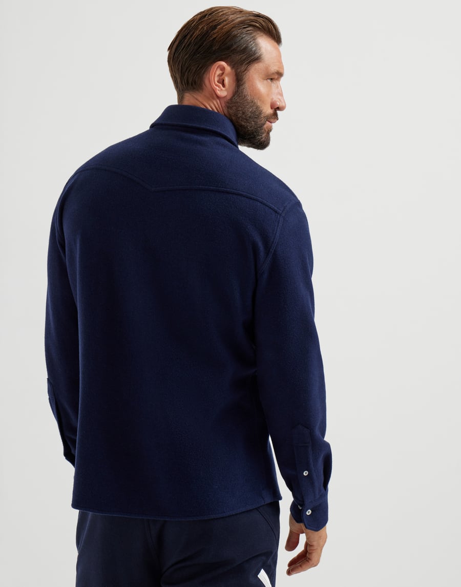 Hemd mit Druckknöpfen Navy-Blau Herren - Brunello Cucinelli