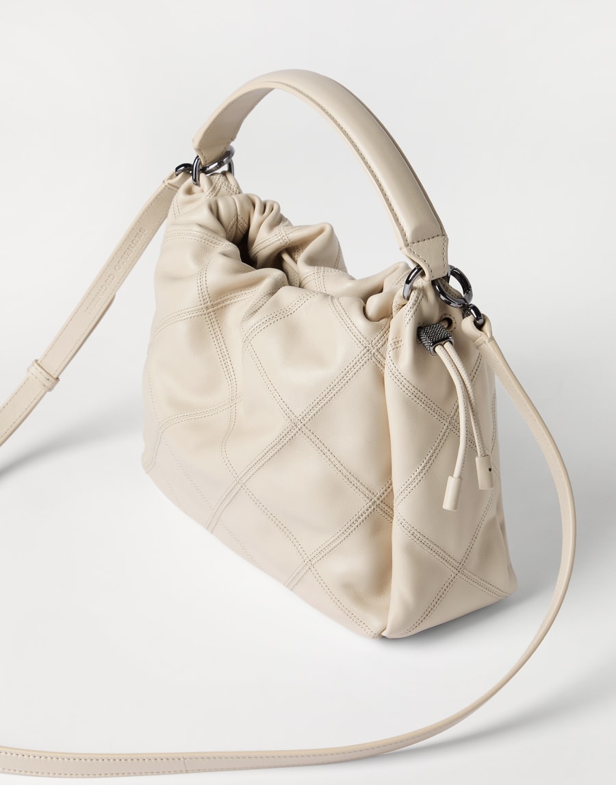 Small Nappa Bucket Mellow bag Ivory Woman - Brunello Cucinelli