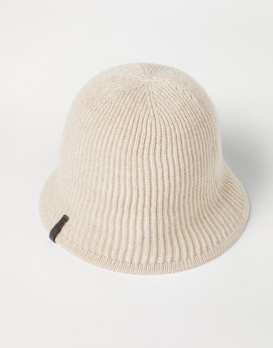Sparkling beanie with monili Cool Beige Woman - Brunello Cucinelli