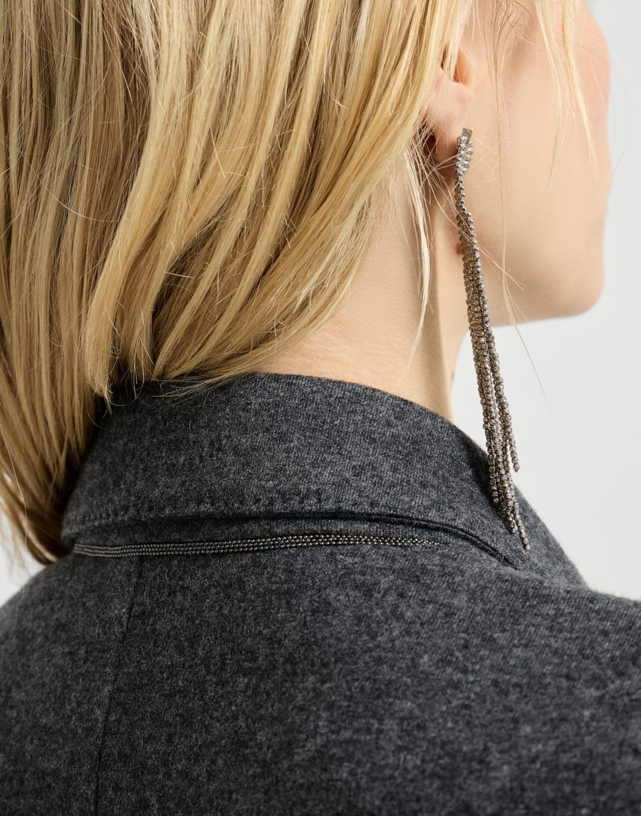 Cashmere jersey blazer with monili Anthracite Woman - Brunello Cucinelli