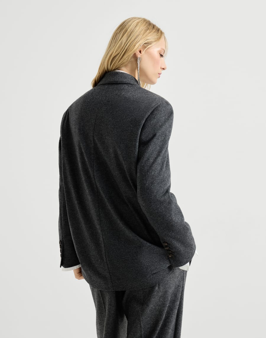 Cashmere jersey blazer with monili Anthracite Woman - Brunello Cucinelli