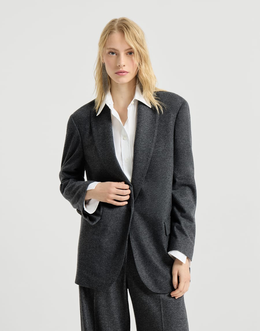 Giacca in jersey di cashmere con monile Antracite Donna - Brunello Cucinelli