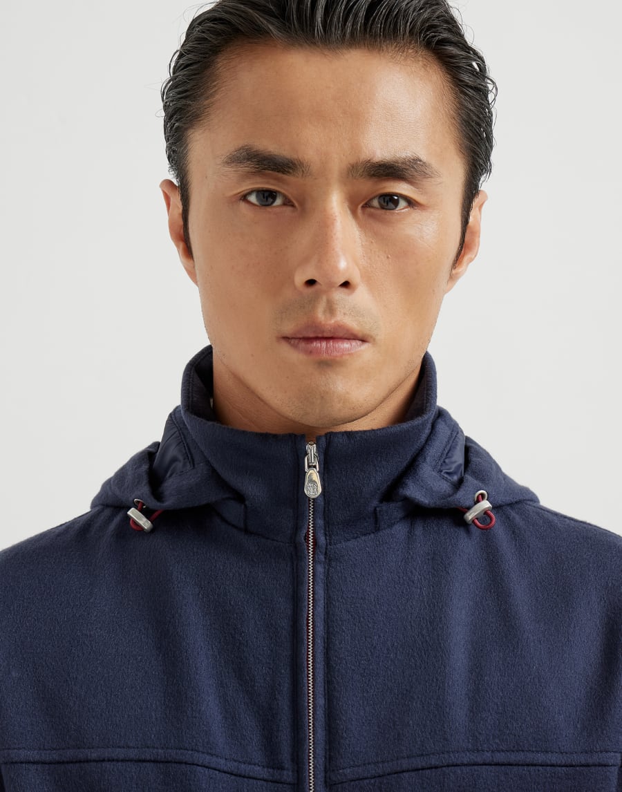 羊绒机车夹克 蓝色 男款 - Brunello Cucinelli