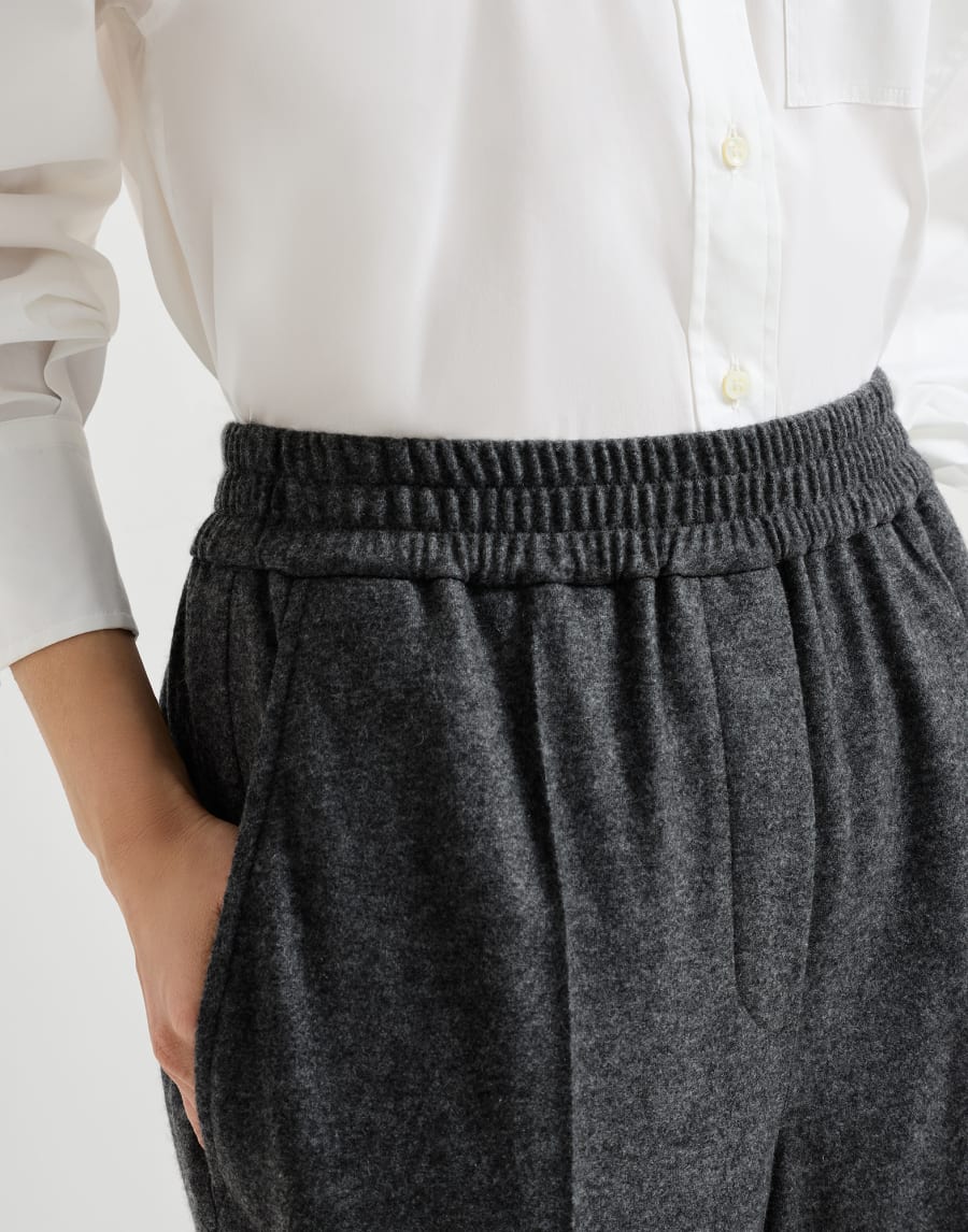 Cashmere jersey trousers Anthracite Woman - Brunello Cucinelli