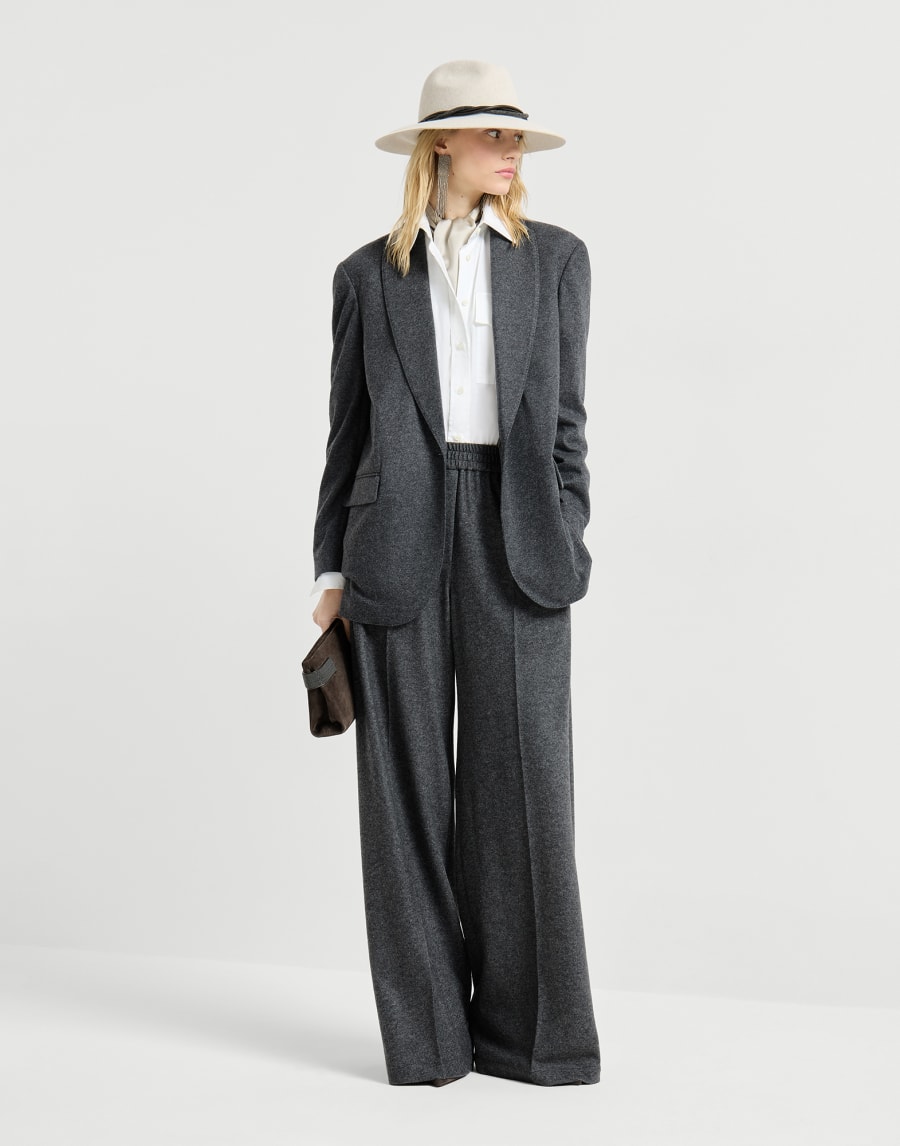Cashmere jersey trousers Anthracite Woman - Brunello Cucinelli